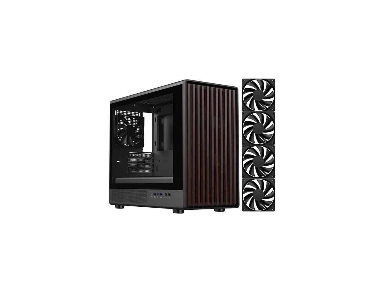 DIYPC DIY-mATX06-Wood Black USB3.0 /Type C Micro ATX Mid Tower