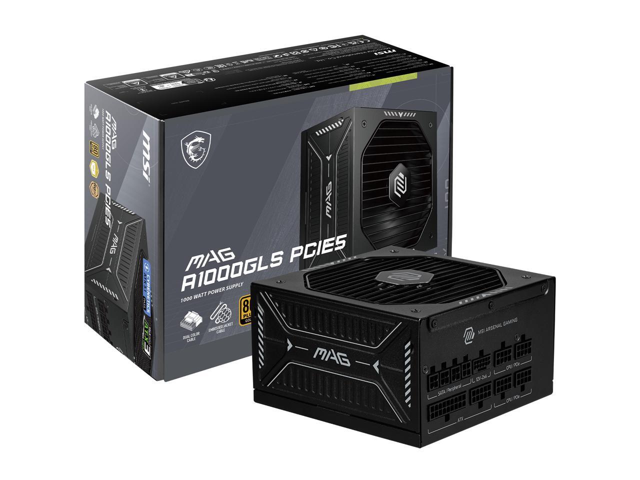 MSI MAG A1000GLS PCIE5, Fully Modular Compact Gaming 1000W Power