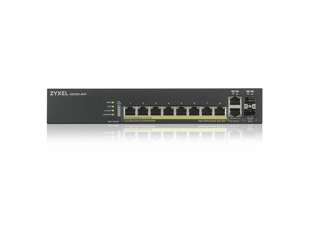 ZyXEL GS1920-8HPv2 8-Port Gigabit Smart Nebula Cloud Managed PoE Switch, 8 PoE+ - Picture 2 of 5