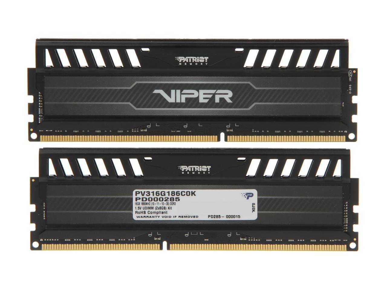 Patriot Viper 3 16GB (2 x 8GB) 240-Pin PC RAM DDR3 1866 (PC3 15000) Desktop - Afbeelding 2 van 4