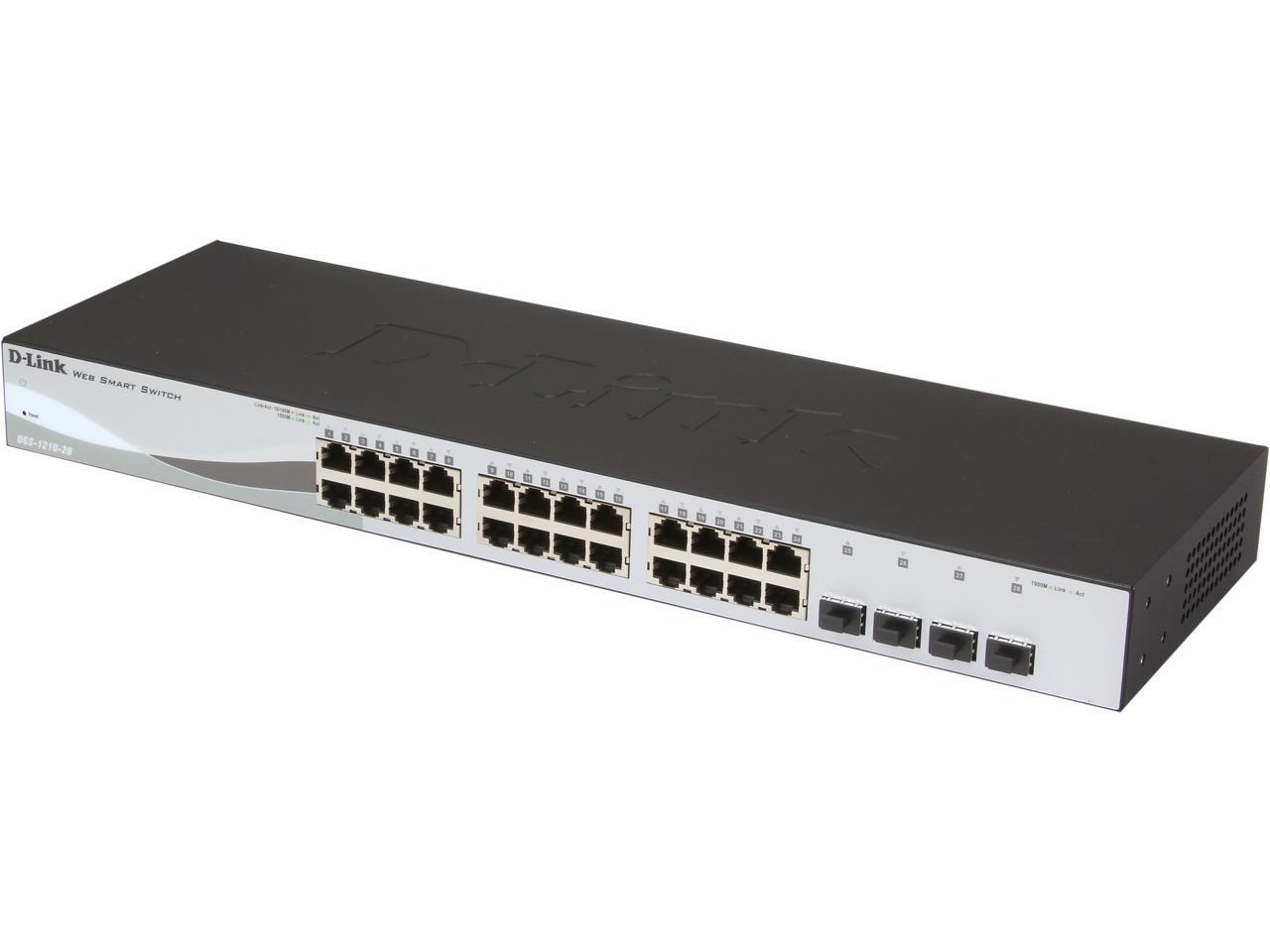 D-Link 28 Port Smart Managed Layer 2+ Gigabit Ethernet Switch with 4  Gigabit R