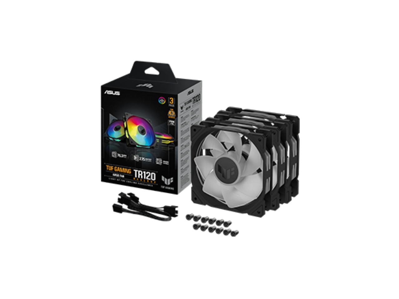ASUS TUF Gaming TR120 ARGB Reverse Fan - Black - Triple Pack Higher Cooling - Afbeelding 1 van 5