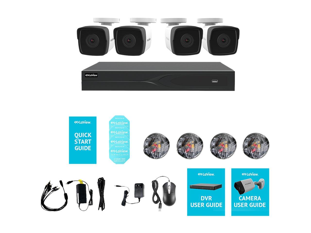 LaView 8 Channel DVR Security System w/ 4 x Ultra HD 4K 8MP Color Night Vision Metal Outdoor Bullet Cameras (HDD Not Included)