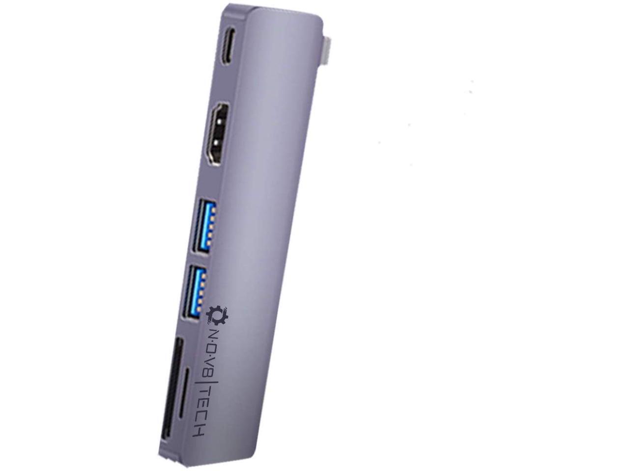 NOV8Tech Aluminum 6-in-1 USB-C Hub for All Apple MacBook and All USB C Devices