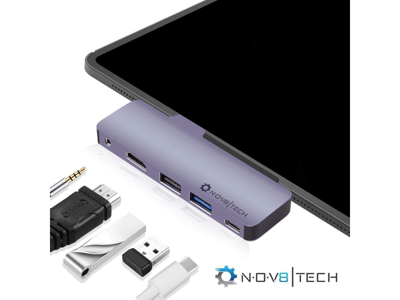 NOV8Tech USB C Hub 4K HDMI Dongle Adapter / 5-in-1 Docking Station w/ USB C 100W PD Charger