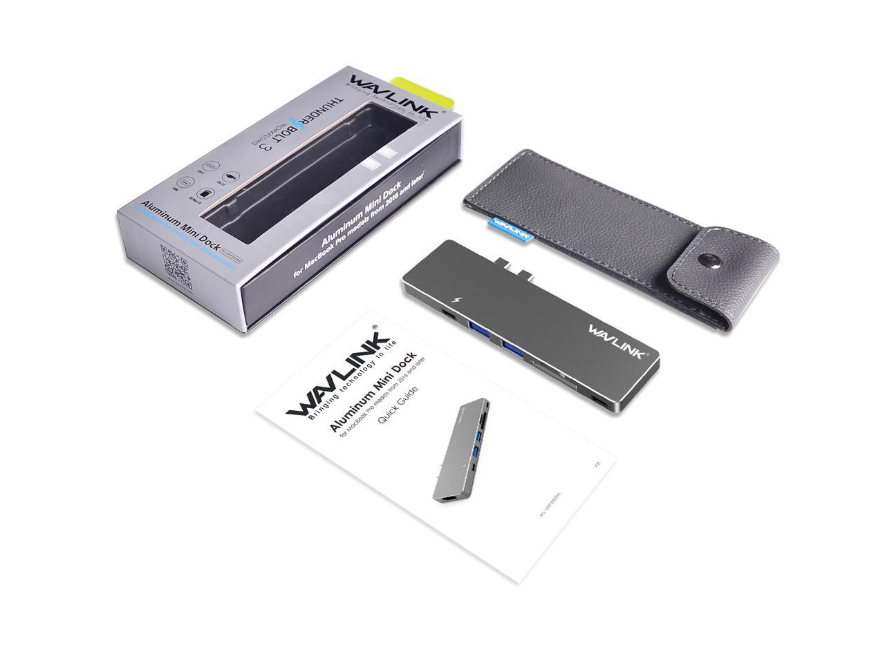 Wavlink Aluminum USB-C Hub Adapter for 13’’ and 15’’ MacBook Pro, Thunderbolt 3 Mini Dock