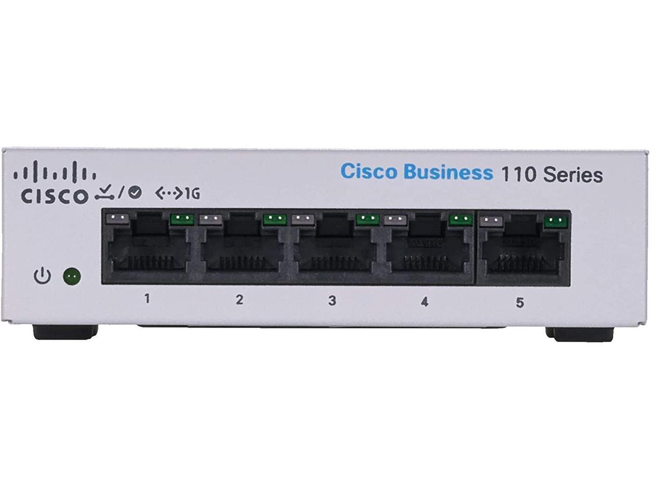 Cisco Business CBS110-5T-D Unmanaged Switch | 5 Port GE | Desktop | Ext PS | - Afbeelding 1 van 4