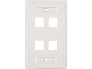C2G 03413 Four Port Keystone Single Gang Wall Plate, White C2G 03413 Four Port Keystone Single Gang Wall Plate, White