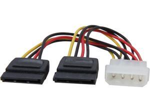 Coboc SC-PWA-MOL-6-SATA-SS 6" Molex 4-pin LP4 Male to 2 x SATA 15-pin Female Y-Splitter Power Adapter Converter Cable Coboc SC-PWA-MOL-6-SATA-SS 6" Molex 4-pin LP4 Male to 2 x SATA 15-pin Female Y-Splitter Power Adapter Converter Cable