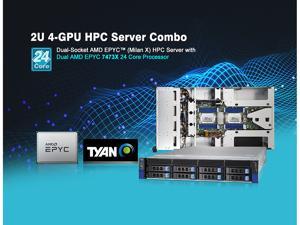Tyan BS8251T83E8HR-2T-N 2U Barebone and AMD Dual Milan 7473X 24-Core CPU combo ...