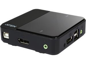 ATEN CS782DP 2-Port UHD 4K USB DisplayPort KVM Switch - allows to access two 4K-enabled computers from a single USB keyboard, USB mouse, and.