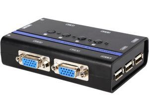 Nippon Labs KVM-4AM-4S KVM Switch Selector for 4 Computers with 3 Ports of USB Female and 2 3.5mm Jack(Headphone & Microphone), Black