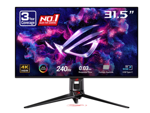 Monitor Gamer ASUS ROG Swift 32" UHD 4K 240Hz, AMD FreeSync Premium Pro y G-SYNC Compatible, 0.03ms, HDR400, KVM, USB-C, OLED, Altura Ajustable, Giratorio e Inclinable PG32UCDM