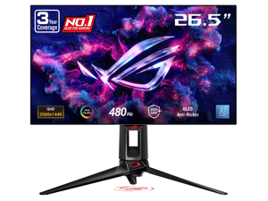 Monitor Gamer ASUS ROG Swift 27" QHD 2K 1440P 480Hz, AMD FreeSync Premium y G-SYNC Compatible, 0.03ms, HDR400, OLED, Altura Ajustable, Giratorio, Pivot e Inclinable PG27AQDP