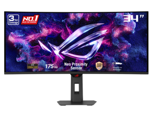 Monitor gamer ASUS ROG Strix 34" Ultrawide OLED HDR (XG34WCDG) - 3440x1440, 175Hz, 0.03ms, OLED Care Pro, 10 bits reales, compatible con G-SYNC, DisplayWidget, desenfoque de movimiento extremadamente bajo