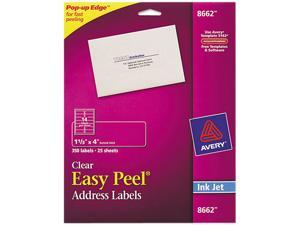 Avery Matte Clear Address Labels, Sure Feed Technology, Inkjet, 1.33' x 4.00', 350 Labels (8662)