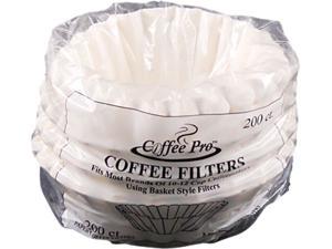 Coffee Pro CPF200 Basket Filters for Drip Coffeemakers, 10 to 12 Cups, White, 200 Filters/Pack