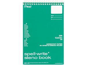 Mead 43080 Spell-Write Steno Book, Gregg Rule, 6 x 9, Green, 80 Sheets/Pad
