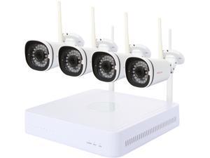 Foscam FN3104W-B4 720P Wi-Fi Security System, 4-ch NVR, Four IP66 Cameras, Remote Viewing Via Foscam NVR APP, Supports ...
