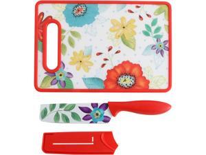 Gibson Home 112064.03 Studio California Jordana 6in Nakiri Knife w/ Sheath and Cutting Board, Red Gibson Home 112064.03 Studio California Jordana 6in Nakiri Knife w/ Sheath and Cutting Board, Red