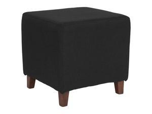 Ascalon Upholstered Ottoman Pouf in Black Fabric