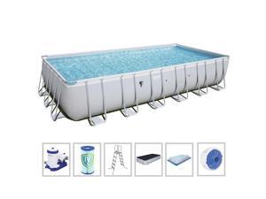 Bestway 56542E 24ft x 52in Rectangular Above Ground Swimming Pool Set with Pump 