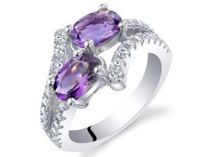 Oravo Amethyst Sterling Silver Two-Stone Ring