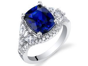 Oravo 4 Carat Created Blue Sapphire Sterling Silver Legacy Ring
