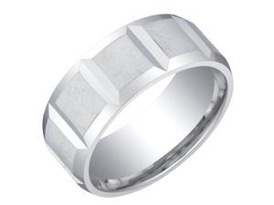 Mens Sterling Silver Delta Wedding Ring Band in Brushed Satin 8mm Comfort Fit Size 10.5