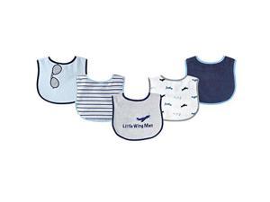 Luvable Friends Unisex Baby Cotton Terry Drooler Bibs with PEVA Back, Airplane, One Size