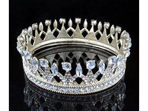 Dignity Full Crown Clear Austrian Crystal Rhinestone Tiara Pageant T11986 Gold