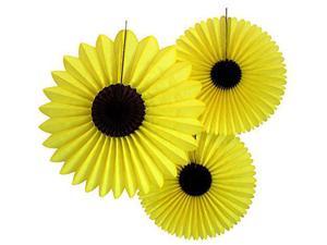 Set of 3 Sunflower Party Fans (13 and 18 Inches)