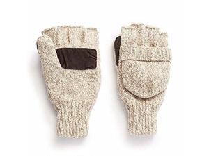 Hot Shot Mens The Sentry Wool Fingerless Pop-Top Mittens Oatmeal, Insulated for Cold Outdoor Weather
