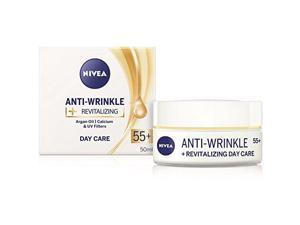 Nivea Anti-wrinkle + revitalizing day care face cream anti-aging 55+ with argan oil, calcium and UV filters 50 ml / 1.69 oz