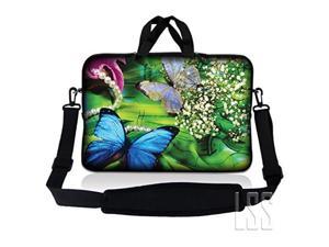 LSS 15.6 inch Laptop Sleeve Bag Carrying Case Pouch w/ Handle & Adjustable Shoulder Strap for 14" 15" 15.4" 15.6" Apple Macbook, GW, Acer, Asus, Dell, Hp, Sony, Toshiba, Butterfly Floral