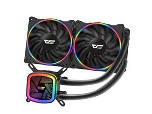 darkFlash DT240 240mm AIO Water Liquid Cooling Cooler Radiator with 120mm LED Rainbow Lighting Case Fan CPU Cooler (w/ 2pcs Rainbow fans)