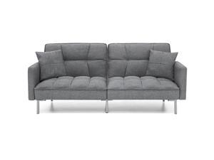 200 300 Sofas Sectionals Newegg Best Choice Products Living Room Convertible Linen Fabric Tufted Splitback Futon Couch