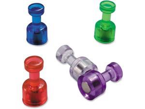 Officemate Push Pin Magnets Assorted Translucent 3/4' x 3/8' 10 per Pack 92515
