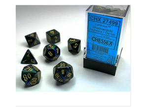 chessex chx27499 dice-lustrous shadow/gold set