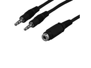 Kentek 6 Feet FT 3.5mm AUX auxiliary female to male x2 F/Mx2 stereo audio for PC iPod iPhone MP3 CAR monitor splitter extension Y cable cord