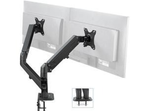 VIVO Black Articulating Dual Pneumatic Spring Arm Clamp-on Desk Mount Stand Fits 2 Monitors 17' to 27' (STAND-V102O)