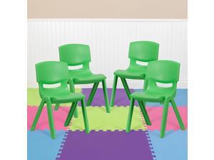 4 Pack Green Plastic Stackable School Chair with 15.5