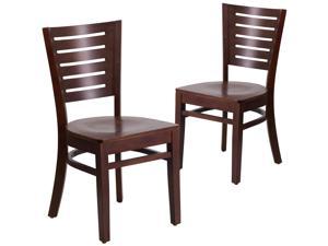 2 Pk. Darby Series Slat Back Walnut Wooden Restaurant Chair