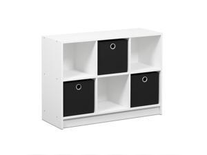 Furinno 99940 Basic 3x2 Bookcase Storage w/Bins, White/Black