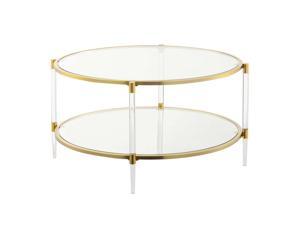 Royal Crest Acrylic Glass Coffee Table, Clear/Gold