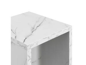 Northfield Admiral End Table with Shelf, White Faux Marble