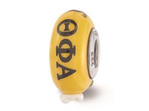 925 Sterling Silver Rhodium-plated Reflections Hand Painted Theta Phi Alpha Glass Bead