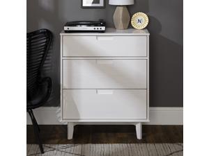 3-Drawer Groove Handle Wood Dresser - White