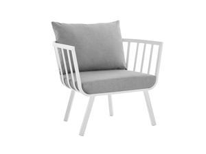 Ergode Riverside Outdoor Patio Aluminum Armchair - White Gray