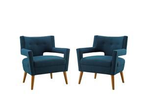Ergode Sheer Upholstered Fabric Armchair Set of 2 - Azure